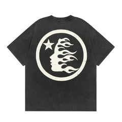 Hellstar T Shirt Simple Distressed Star Portrait Printing Casual Loose High-quality pure cotton high-street clothing