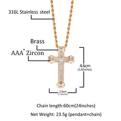 Jewelry Hip Hop Cross Pendant Personality T-Square Zircon Necklace Crosses St. Valentine's Spectrum