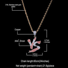 Jewelry VS Alphabet Trend Pendant Copper Inlaid Zircon Full Diamond Necklace Spectrum Alphabet Pieces