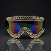 Trendy punk glasses metal chain