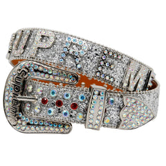 Hip-hop punk rhinestone belt glitter punkletter accessories