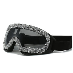 Trendy punk glasses sand and dustproof diamond windshield