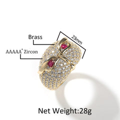 Rings Owl Ring Hip Hop Copper Set 5A Zircon Spectrum Animal