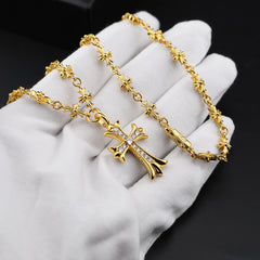 CHH Chrome heart Cross Necklace Gold Retractable Cross Premium Cold Wind Versatile for Men and Women