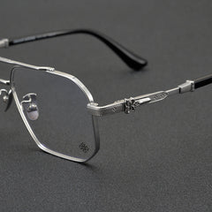 CHH Chrome Hearts Glasses Pure Titanium Double Beam Polygonal Myopia Glasses Frame & Sunglasses