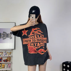 Hellstar T Shirt Casual Loose Creative Printing High-quality pure cotton high-street clothing