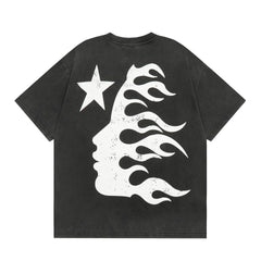 Hellstar T Shirt Smiley Face Earth Distressed High-quality pure cotton high-street clothing