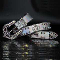 Hip-hop punk rhinestone belt diamond crown belt