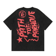 Hellstar T Shirt Cross Portrait Printing Casual Loose High-quality pure cotton high-street clothing