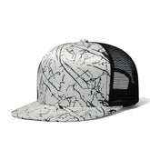 Trendy flat brimmed snapback hatssummer mesh sunshade breathable