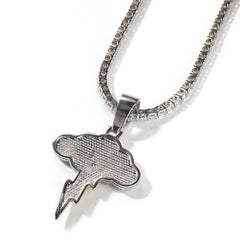 Jewelry Hip Hop Lightning Pendant Copper Inlaid Zircon Necklace Lightning Spectrum