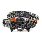 Hip-hop punk rhinestone belt big skull punk style