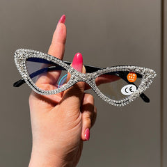 Trendy punk glasses rhinestone retro cat eye anti-blue light