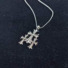 CHH Chrome heart Cross Necklace Cross Pendant Men's Vintage Thai Silver Letter Bead Necklace