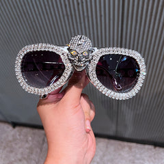 Trendy punk glasses retro diamond