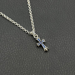 CHH Chrome heart Cross Necklace Vintage Cross Men's and Women's Colored Diamond Pendant