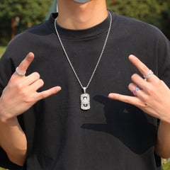 Jewelry Hip Hop Shield Necklace INS Style Fashion Zircon Pendant St. Valentine's Spectrum