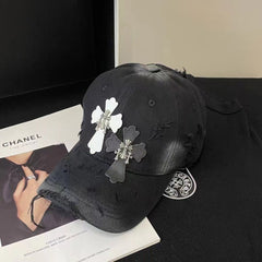 Chh Chrome Heart Hat Soft Top Baseball Cap Women's Cross Sunshade Sunscreen