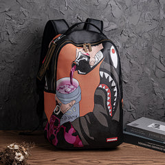 RIP ME OPEN Bag Shark teeth Personality creative backpack Shark funny ugly cute backpacking large capacity luminous