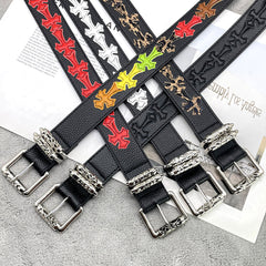 CHH Chrome Hearts Belt Colored Cross Flower Lychee Pattern