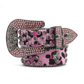 Hip-hop punk rhinestone belt gun color zinc alloy ghost head