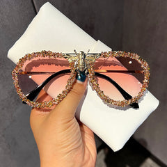 Trendy punk glasses bee diamond retro