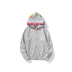 Bathing Ape Bape Hoodie Grey Pink Double Hood Cardigan Zip Hooded Fleece Shark