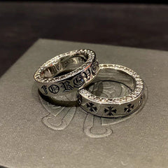 CHH Chrome heart Cross Ring Cross with Diamonds