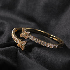 Bracelet Double Butterfly Bracelet Hip Hop Copper Set Zircon Opening St. Valentine's Spectrum