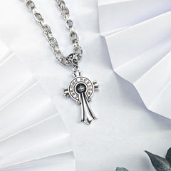CHH Chrome heart Cross Necklace Hexagram Flame Cross Vintage Pendant
