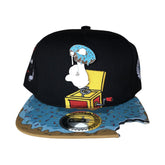Trendy flat brimmed snapback hatstreasure finger notch visor