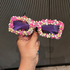 Trendy punk glasses flower decoration