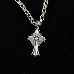 CHH Chrome heart Cross Necklace Hexagram Flame Cross Vintage Pendant