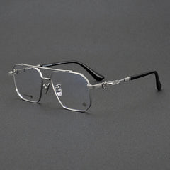 CHH Chrome Hearts Glasses Pure Titanium Double Beam Polygonal Myopia Glasses Frame & Sunglasses