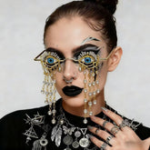 Trendy punk glasses eyeball rhinestone tassel