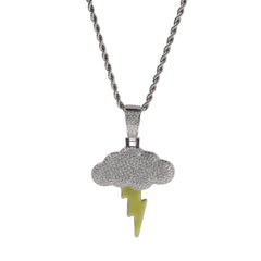 Jewelry Hip Hop Lightning Pendant Copper Inlaid Zircon Necklace Lightning Spectrum
