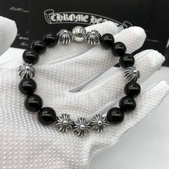 CHH Chrome heart Cross Bracelet Obsidian Bracelet