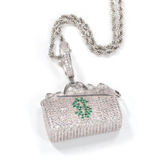 Jewelry Necklace Money Bag Pendant Street Wind Copper with Zircon Spectrum