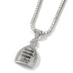 Jewelry Bottle Pendant Necklace Copper Set Zircon Hip Hop Rap Spectrum