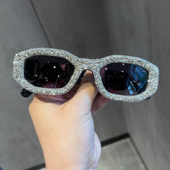 Trendy punk glasses with diamonds