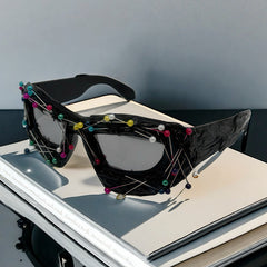 Trendy punk glasses stylish bead pins