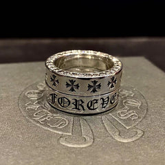 CHH Chrome heart Cross Ring Cross with Diamonds