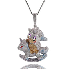 Jewelry Hip Hop Necklace Copper Zircon Spectrum St. Valentine's Angel Pieces