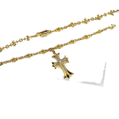 CHH Chrome heart Cross Necklace Gold Retractable Cross Cold Wind Diamonds
