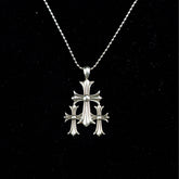 CHH Chrome heart Cross Necklace Cross Pendant Men's Vintage Thai Silver Letter Bead Necklace