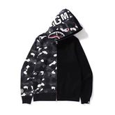 Bathing Ape Bape Ape Head Camouflage Stitching Sweatshirt Hooded Zipper Fleece Jacket