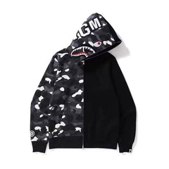 Bathing Ape Bape Ape Head Camouflage Stitching Sweatshirt Hooded Zipper Fleece Jacket