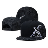Trendy flat brimmed snapback hatsblack skull music