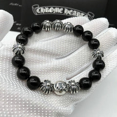 CHH Chrome heart Cross Bracelet Obsidian Bracelet