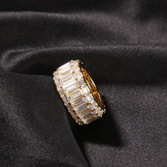 Rings ins Wind Three Row T Square Zircon Hip Hop Ring Spectrum St. Valentine's